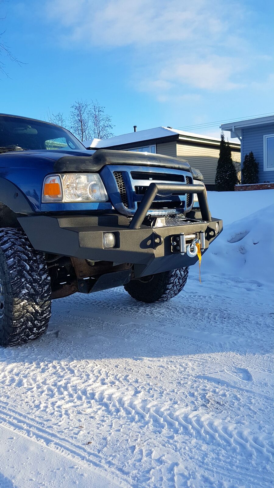 Custom off-road front bumper fabricated for a Ford Ranger